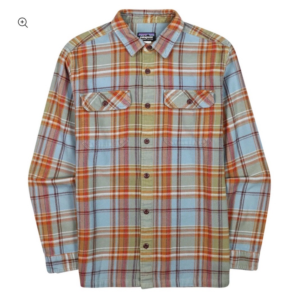 Patagonia Organic Cotton Plaid Shirt - Blue, Orange, Green